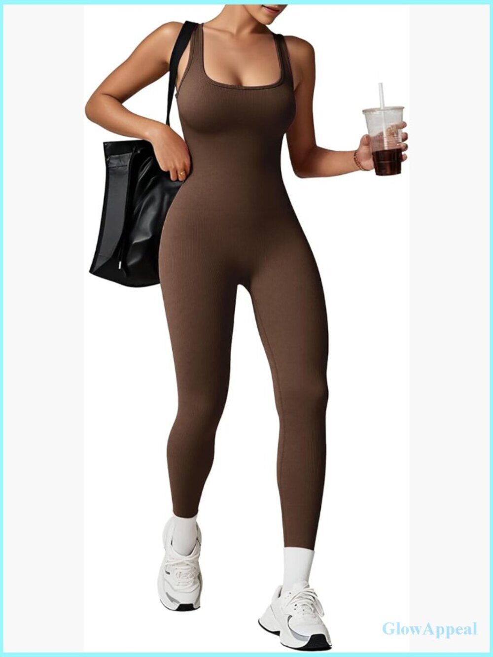 Sleeveless Square Neck One Piece Jumpsuit Romper for Women Yoga Gym